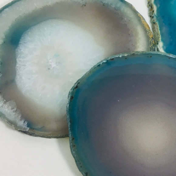Other - 3️⃣ Teal Natural Agate Slices